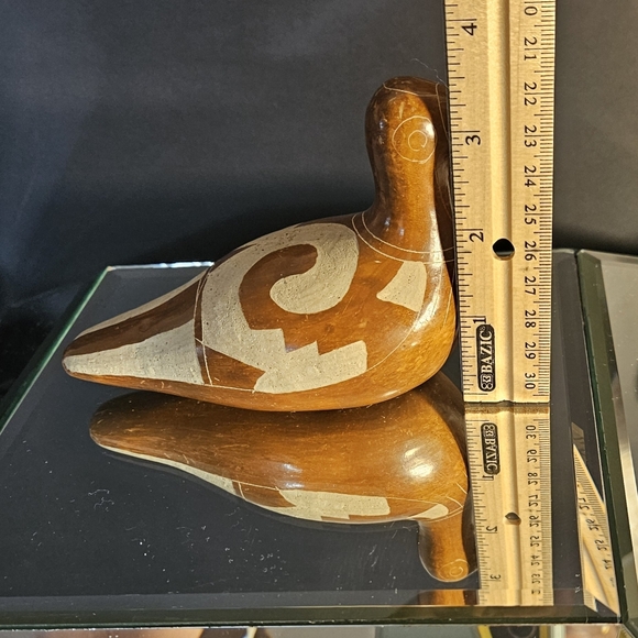 VTG Tonala Mexican Folk Art Burnished Etched Clay Pottery Duck Bird Figurine - Picture 10 of 11